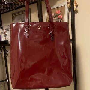Victoria’s Secret Patent Leather Tote Bag in Burgundy